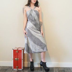 Antonio Melani Satin Snakeskin Print Halter Dress